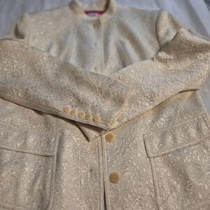 Anne Klein Women's Cream Textured Blazer Size 16